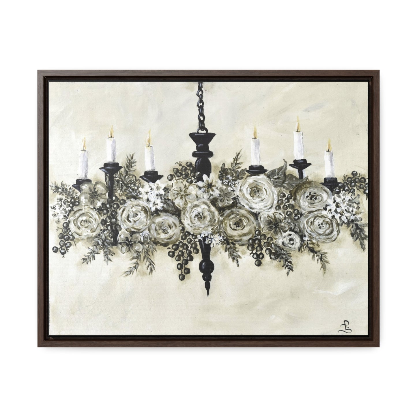 "Chandelier Garland" wood framed canvas print