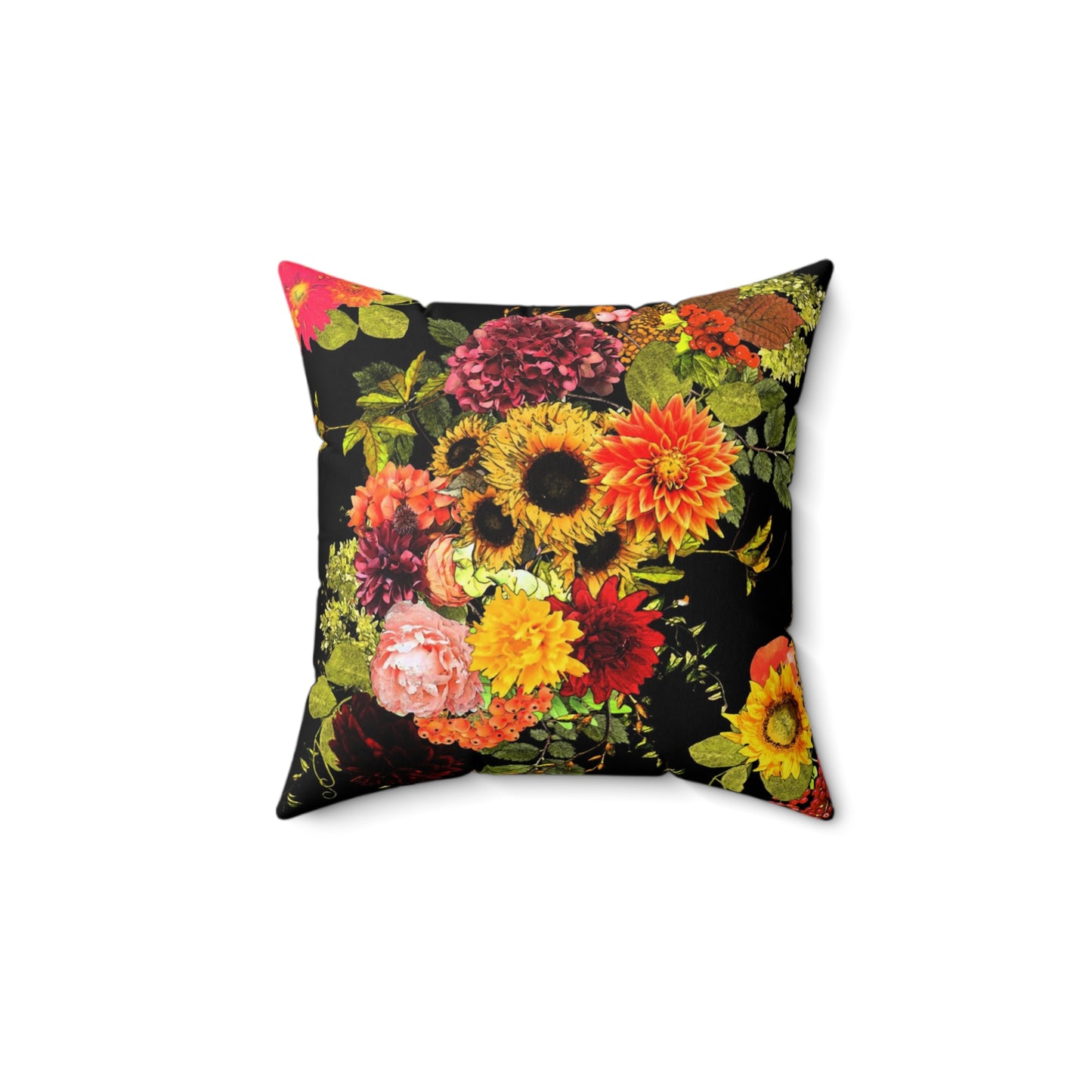 Autumn Floral Faux Suede Pillow