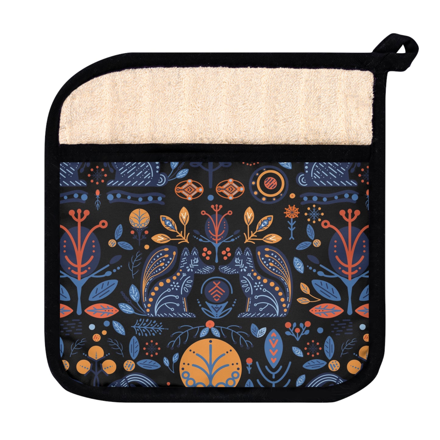 Black Scandi print Pot Holder