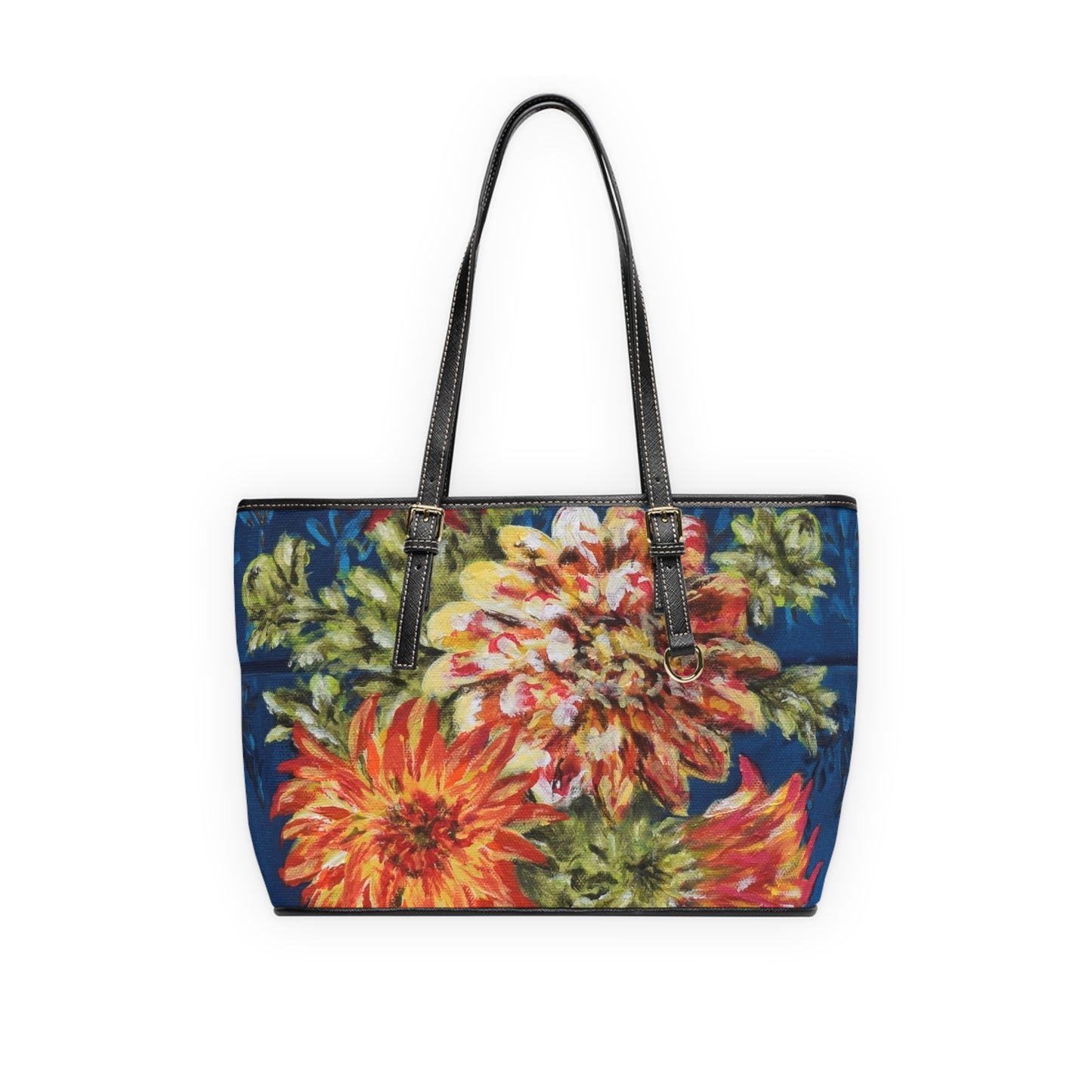 "Dahlias on Blue" Shoulder Bag