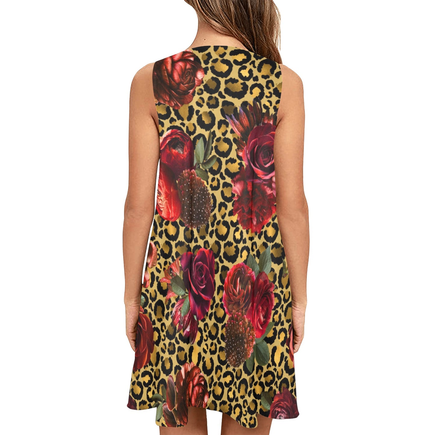 Leopard Roses Swing Dress