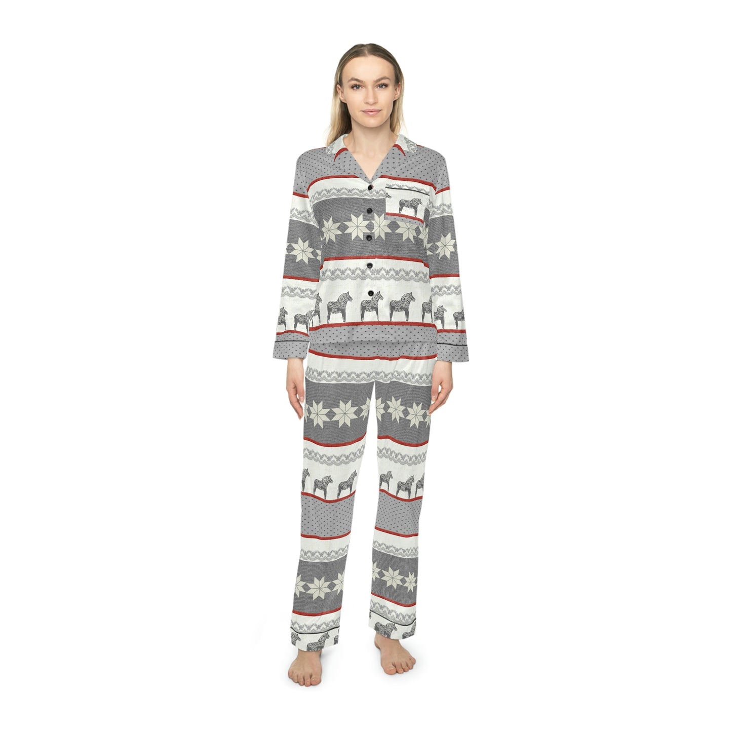 Swedish Dala Horse Women's Satin Pajamas