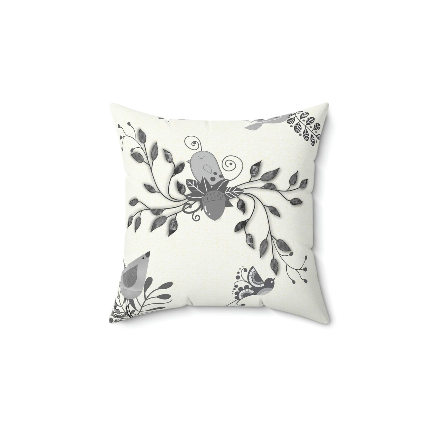 Scandi Birds Faux Suede Square Pillow