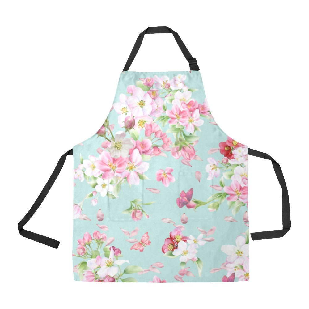 Spring Blossoms on Aqua Apron All Over Print Apron