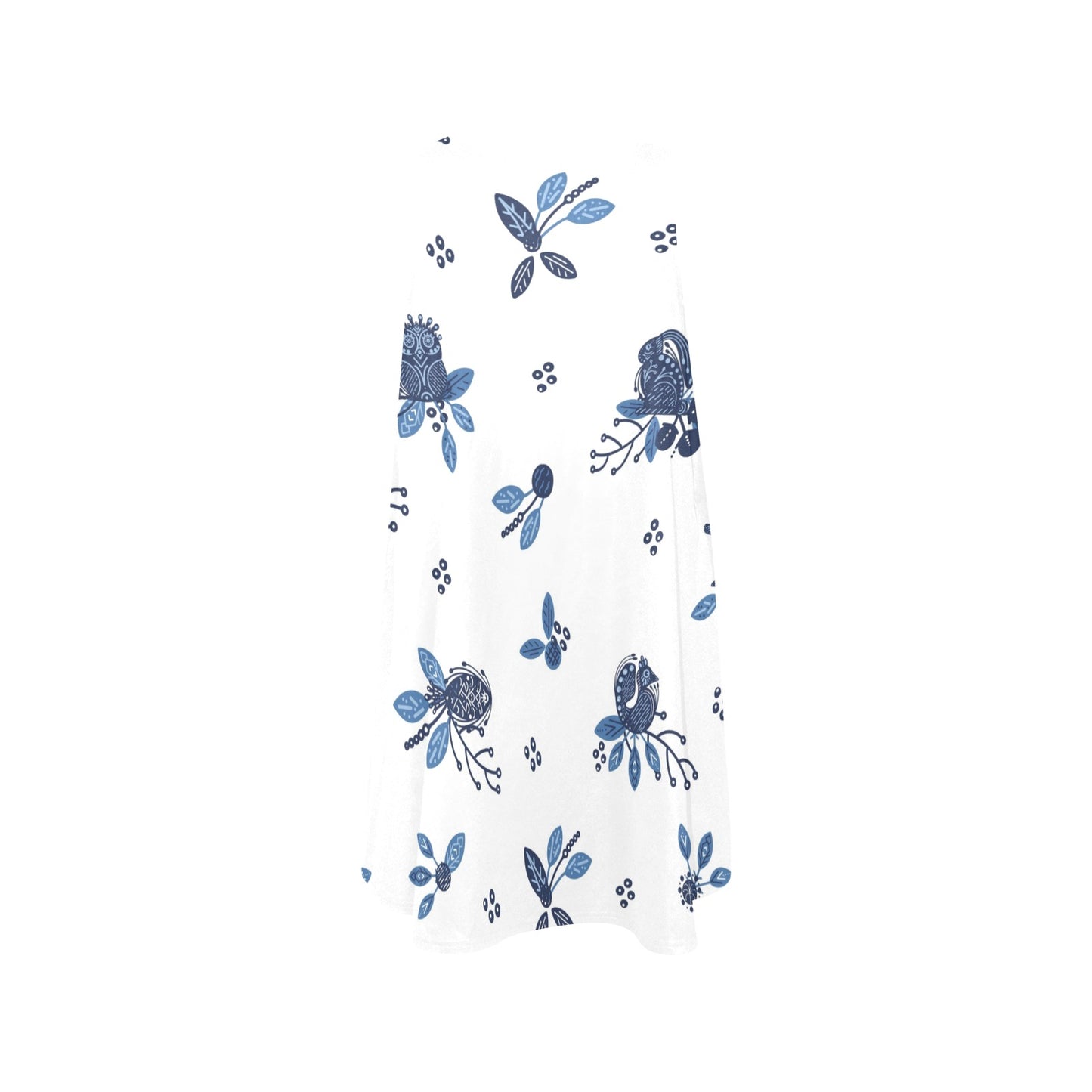 Blue Folk Motif Swing Dress