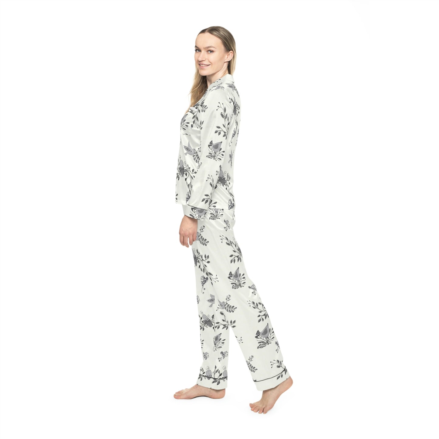 Scandi Birds Satin Pajamas