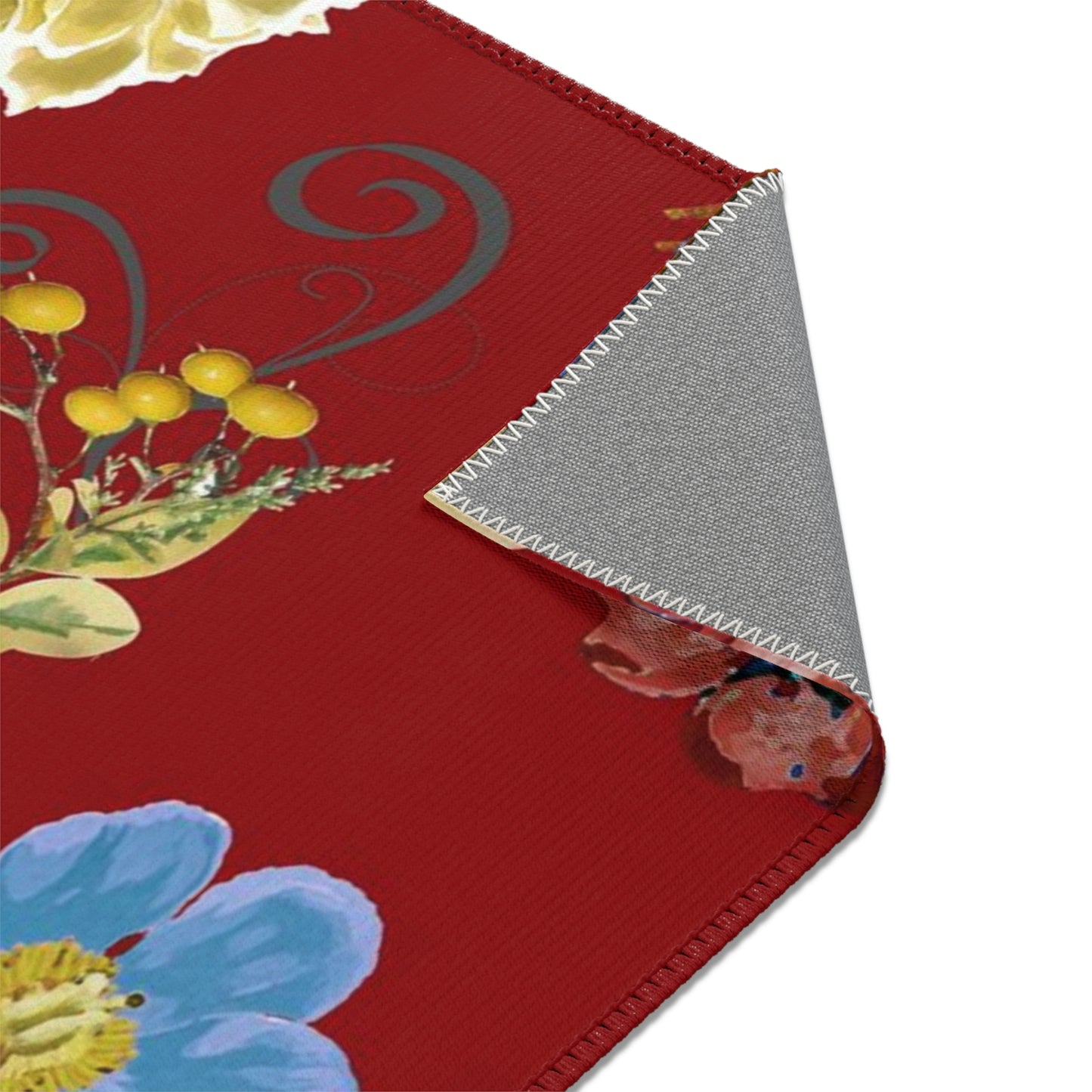 Red Floral Area Rug