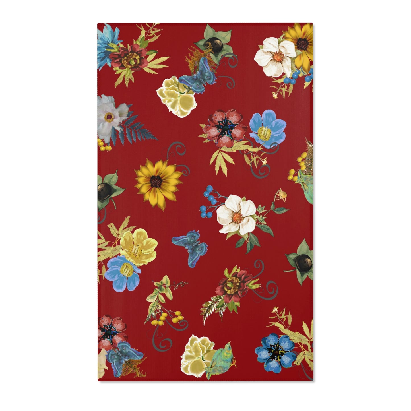 Red Floral Area Rug