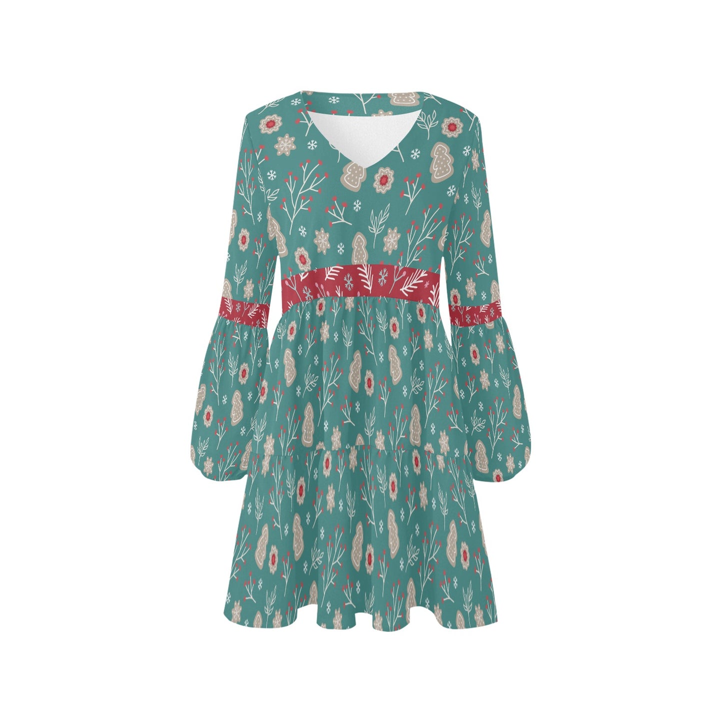 Teal Holiday Cookies Dress