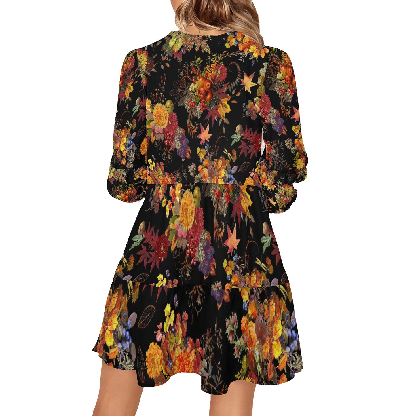 Autumn Glory Tiered Chiffon Dress