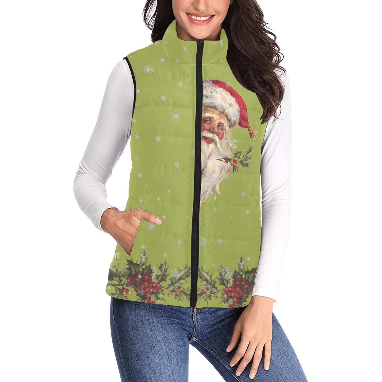 Peeking Santa Women's Quilted Vest