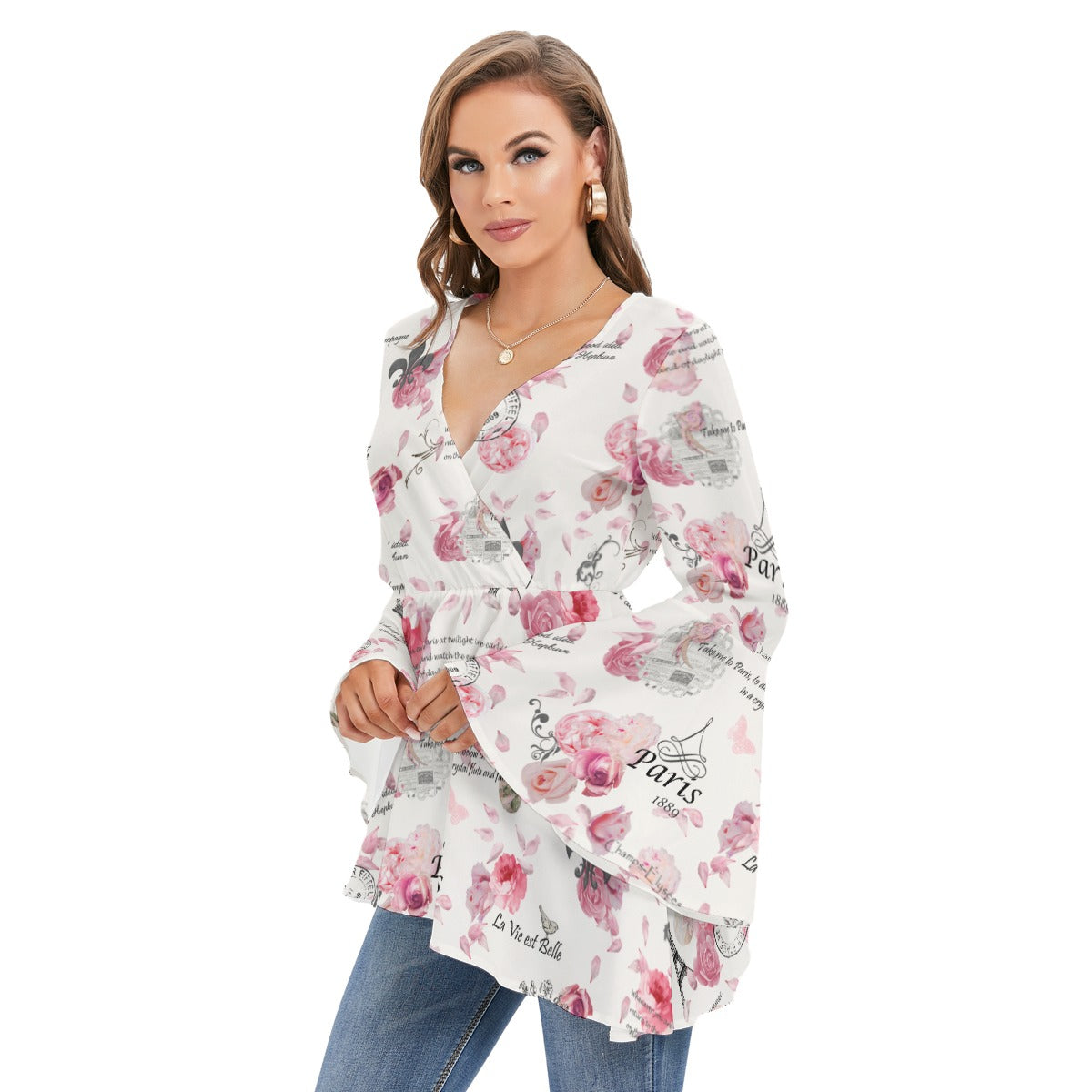 Paris in Spring Flared Sleeved Blouse