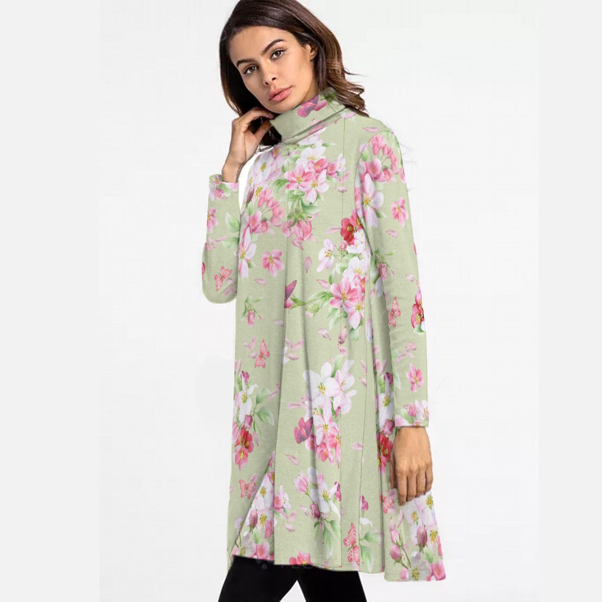 Spring Blossoms High Neck Dress