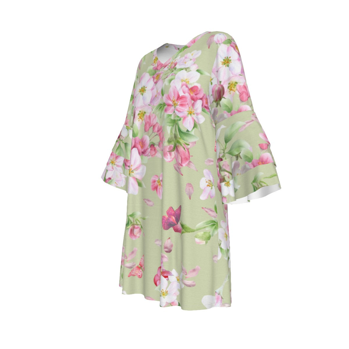 Spring Blossoms Ruffle Sleeve Dress