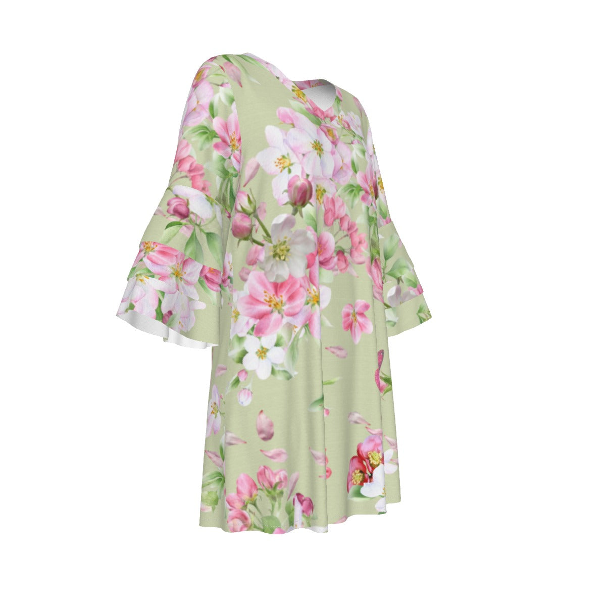 Spring Blossoms Ruffle Sleeve Dress