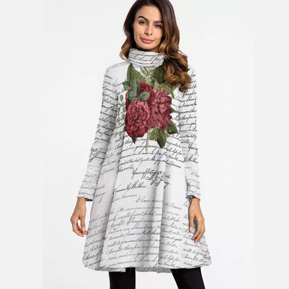 Rose Letters High Neck Dress