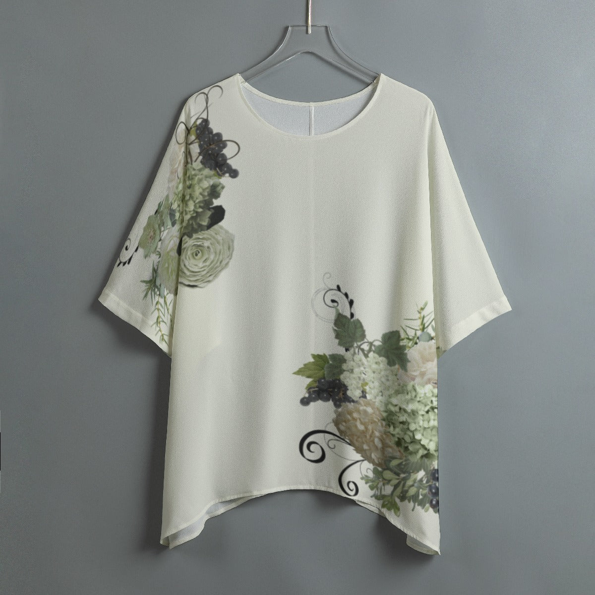 Sage Floral Bat Sleeve Shirt