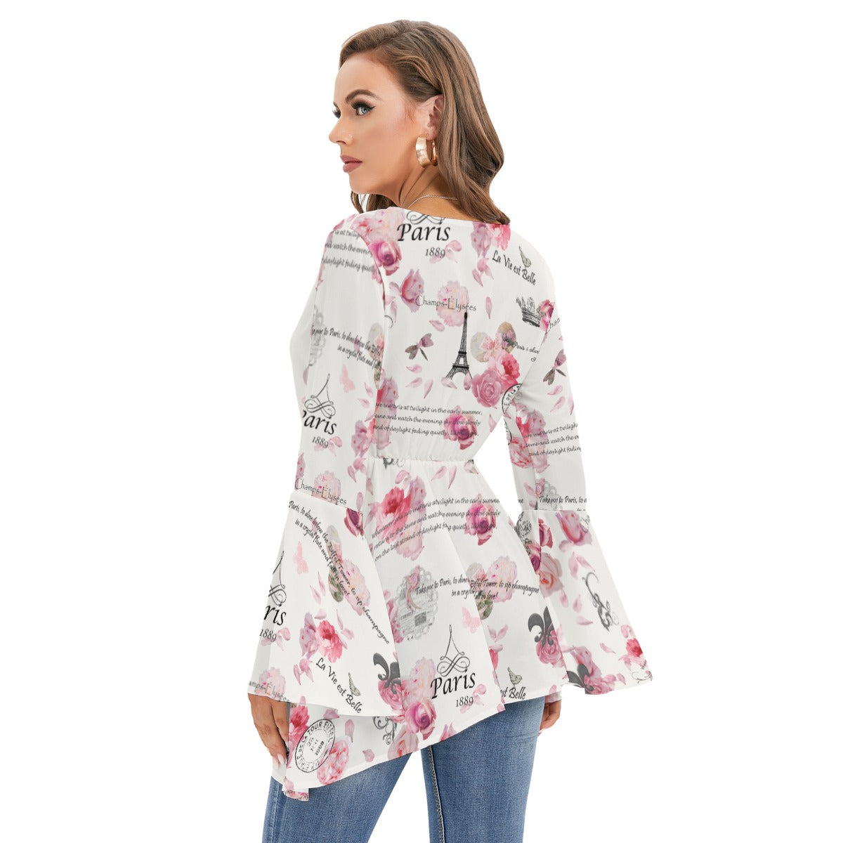 Paris in Spring Flared Sleeved Blouse