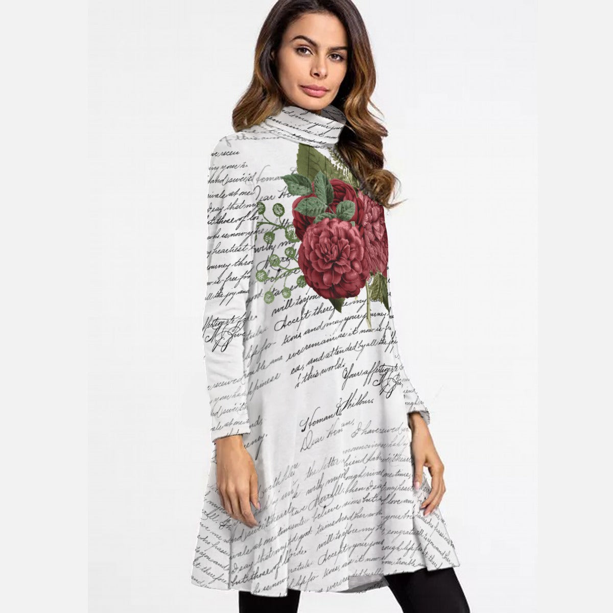 Rose Letters High Neck Dress