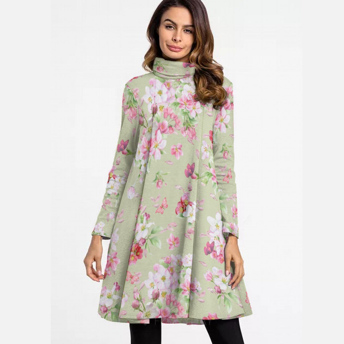 Spring Blossoms High Neck Dress