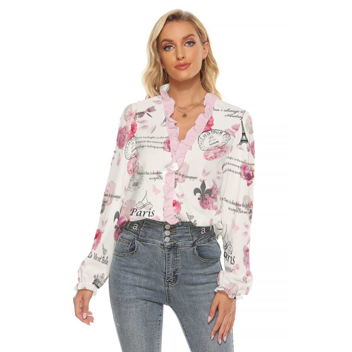 Paris in Spring Pleated Collar Blouse