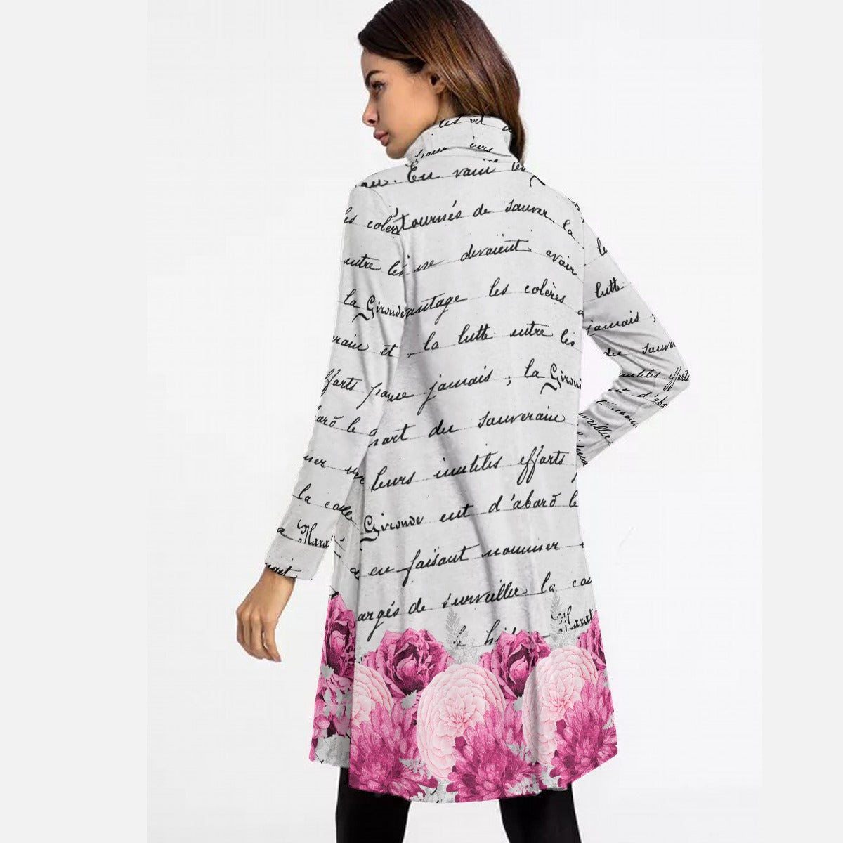 Roses on Script High Neck Dress