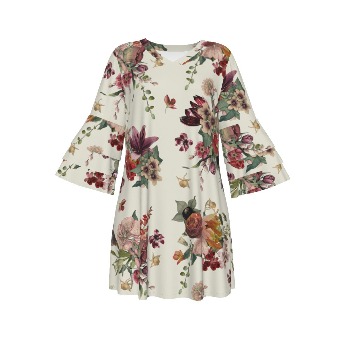 Vintage Botanicals Ruffle Sleeve Dress