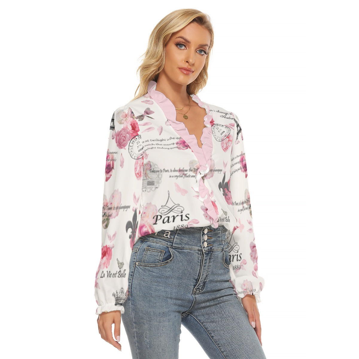 Paris in Spring Pleated Collar Blouse