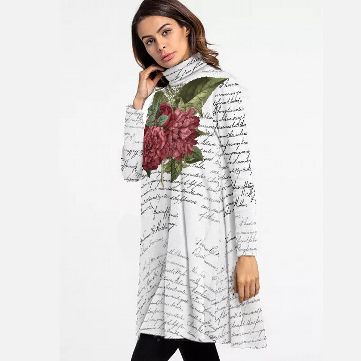 Rose Letters High Neck Dress