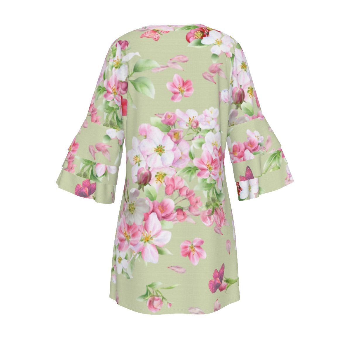 Spring Blossoms Ruffle Sleeve Dress