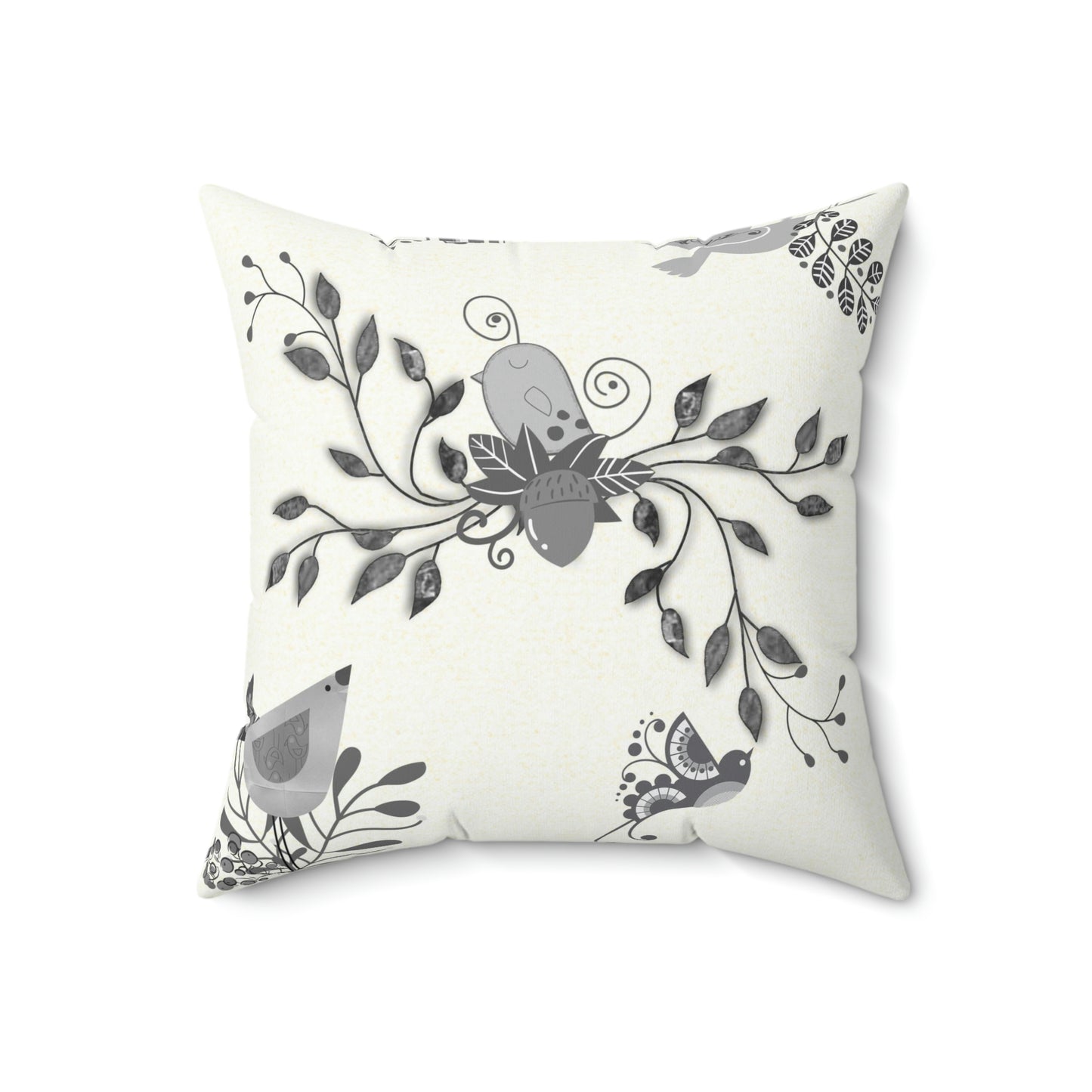 Scandi Birds Faux Suede Square Pillow