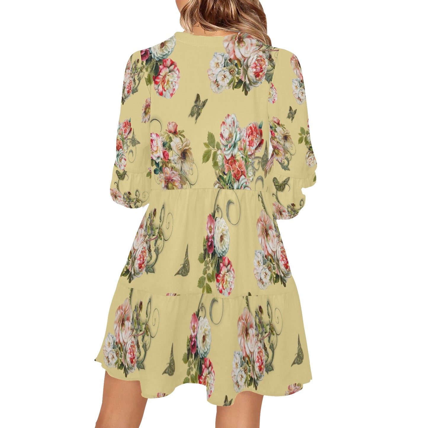 Roses on Sunshine Tiered Dress