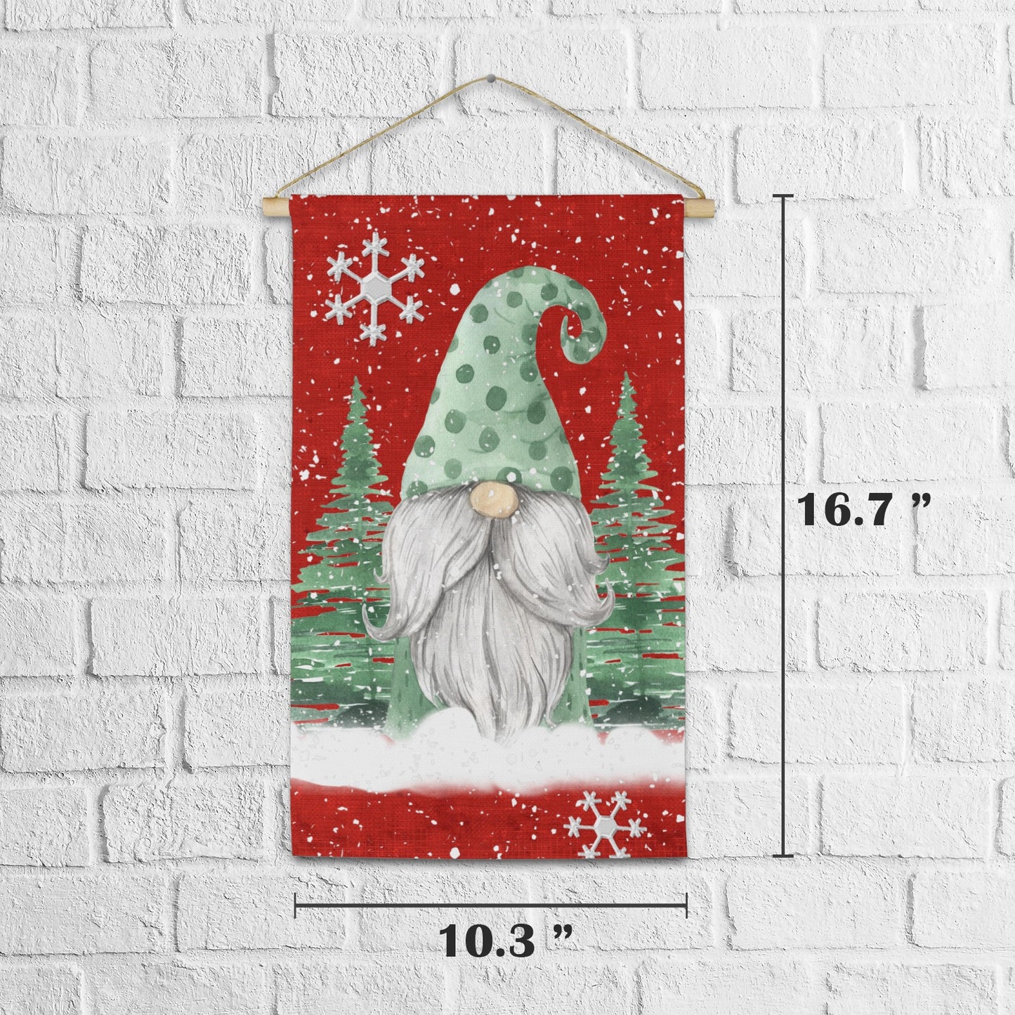 Green Hat Gnome Linen Wall Hanging