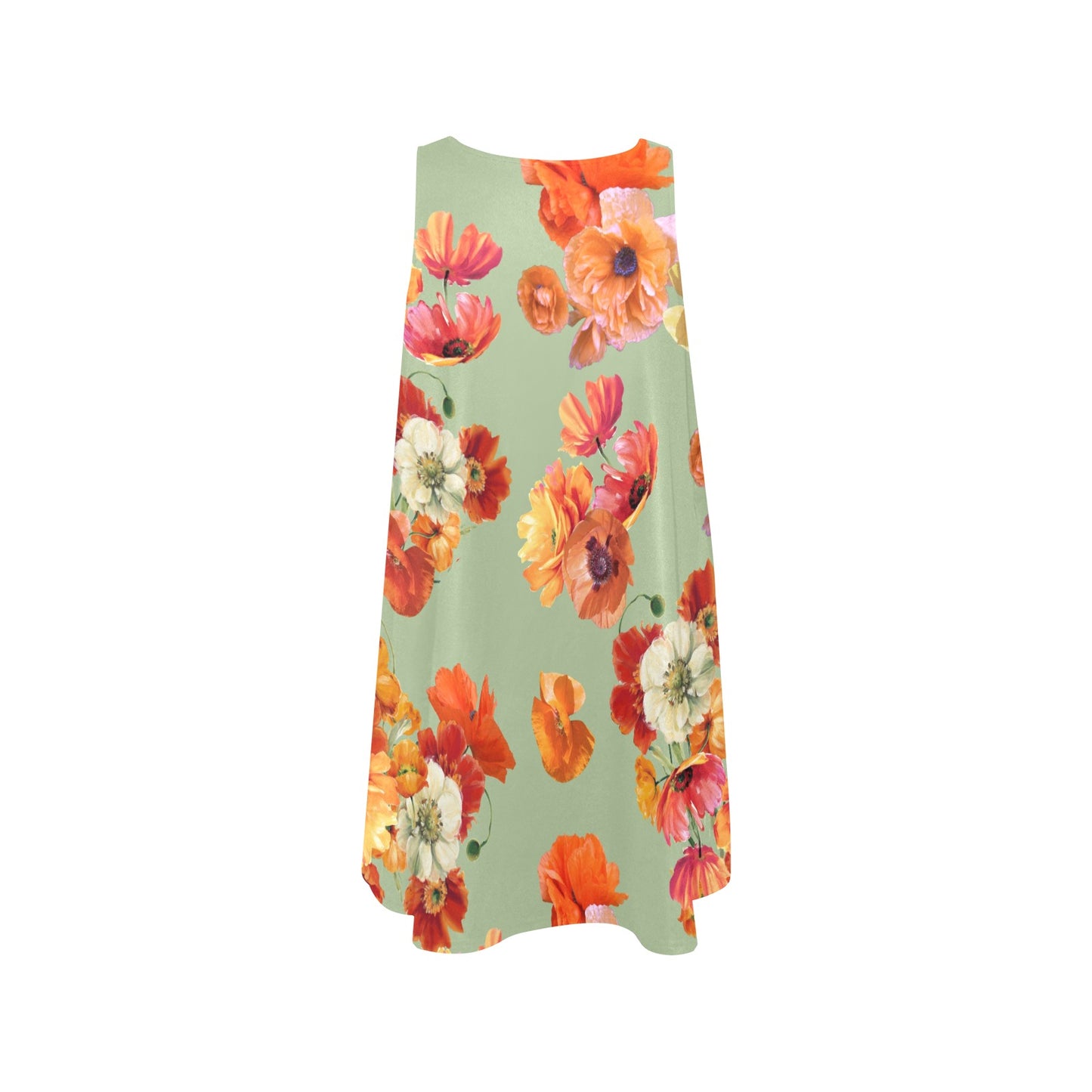 Poppy Party on Green Swing Dress