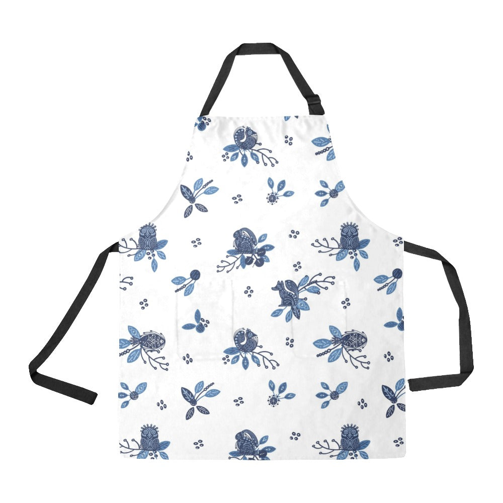 Blue Folk Motif Apron