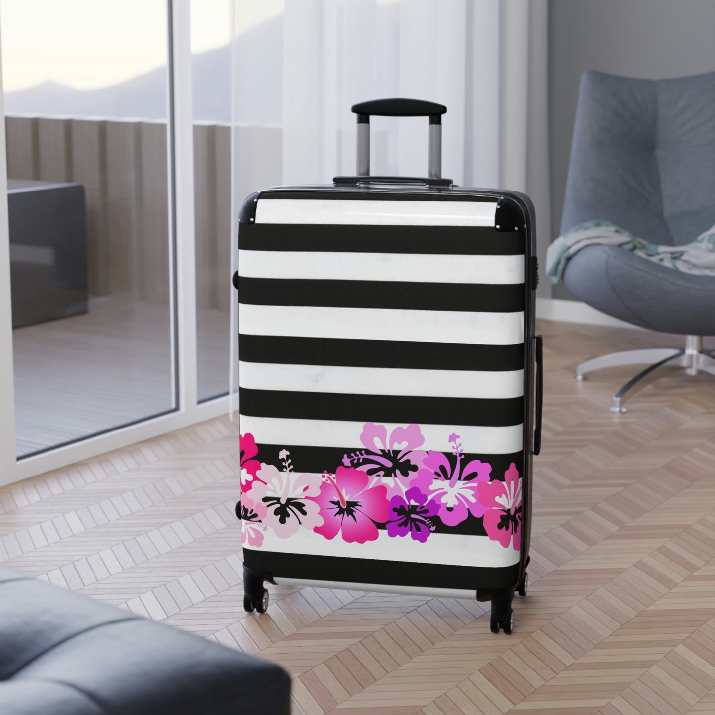 Hibiscus Stripe Suitcases