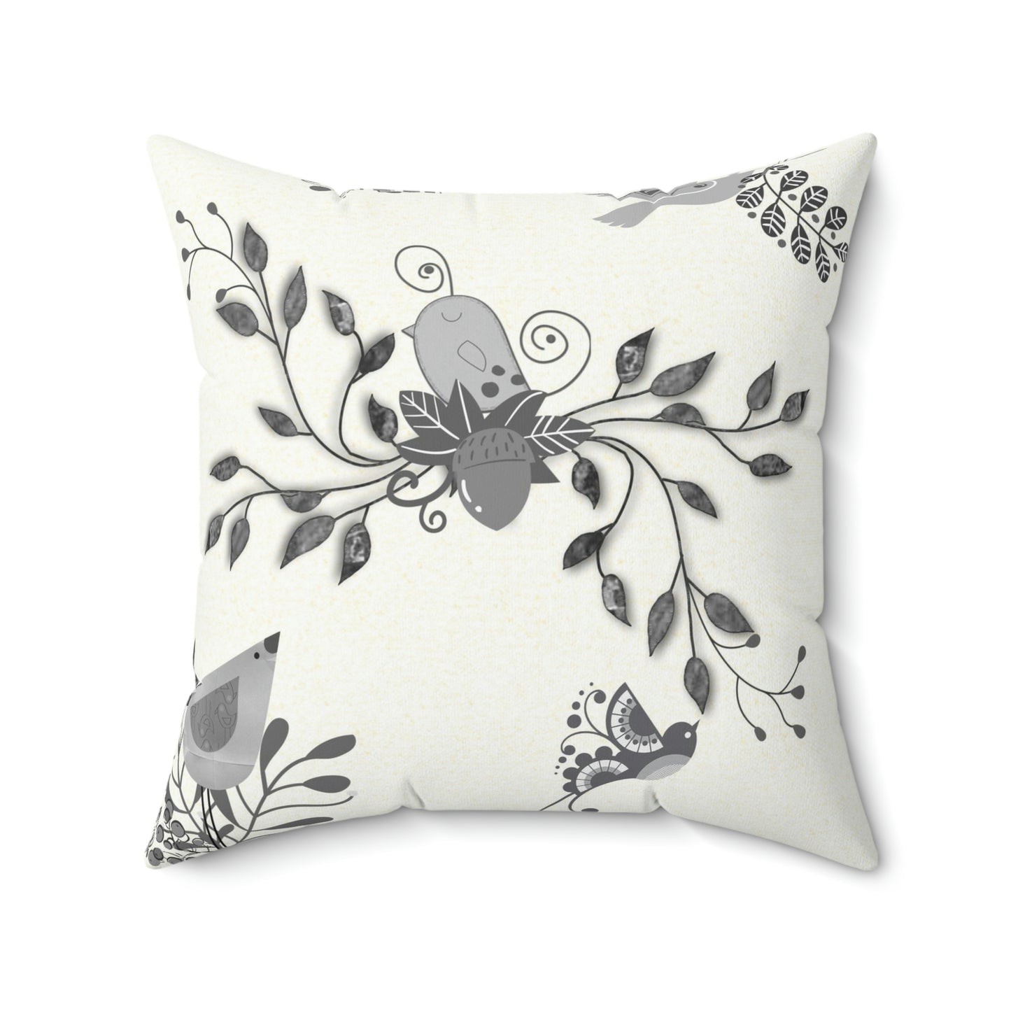 Scandi Birds Faux Suede Square Pillow