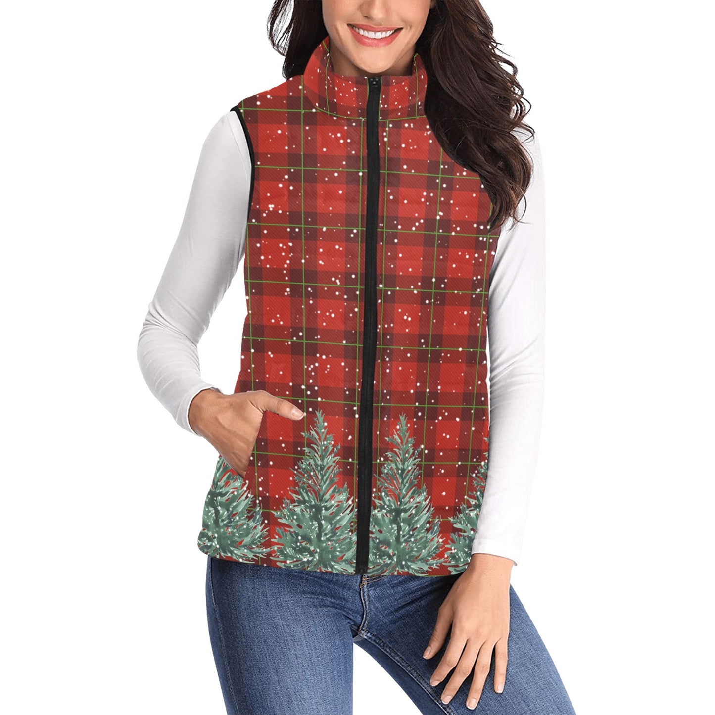 Snowy Plaid Women's Quilted Vest