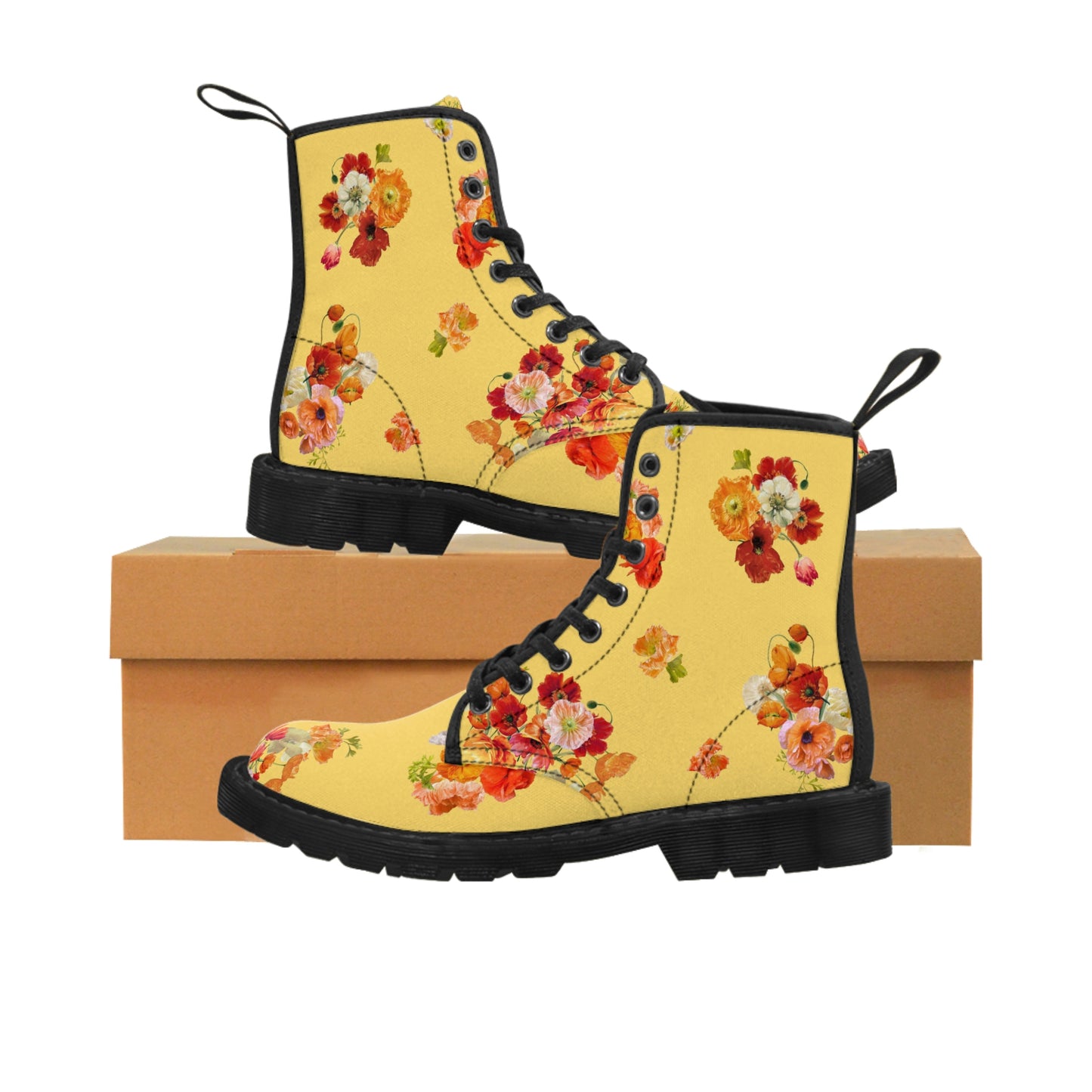 "Sunshine Poppies" Women's Canvas Boots