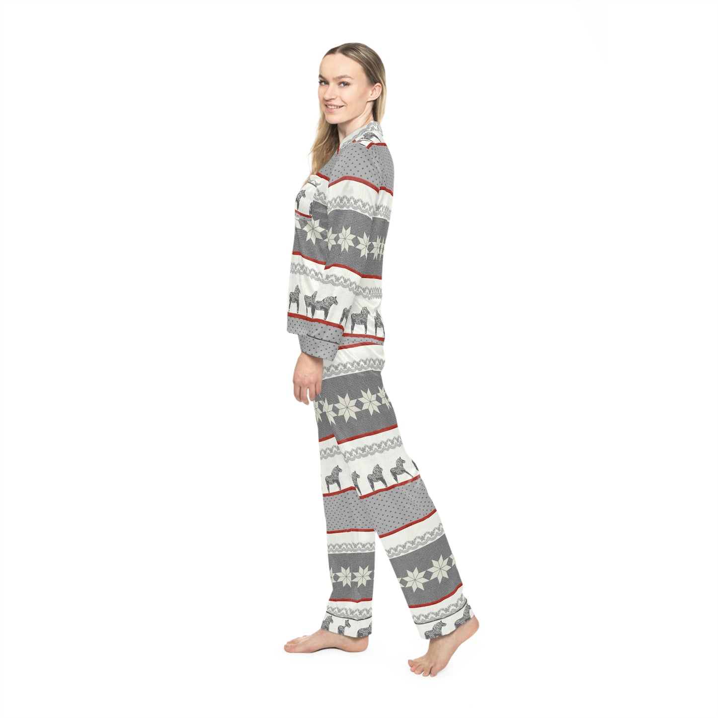 Swedish Dala Horse Women's Satin Pajamas