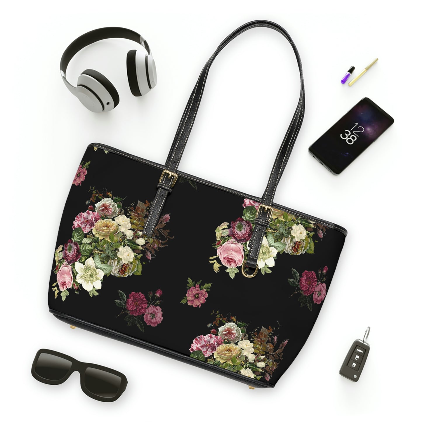 "Winter Rose" Faux Leather Shoulder Bag