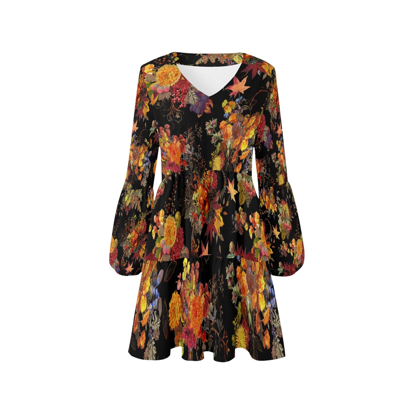 Autumn Glory Tiered Chiffon Dress