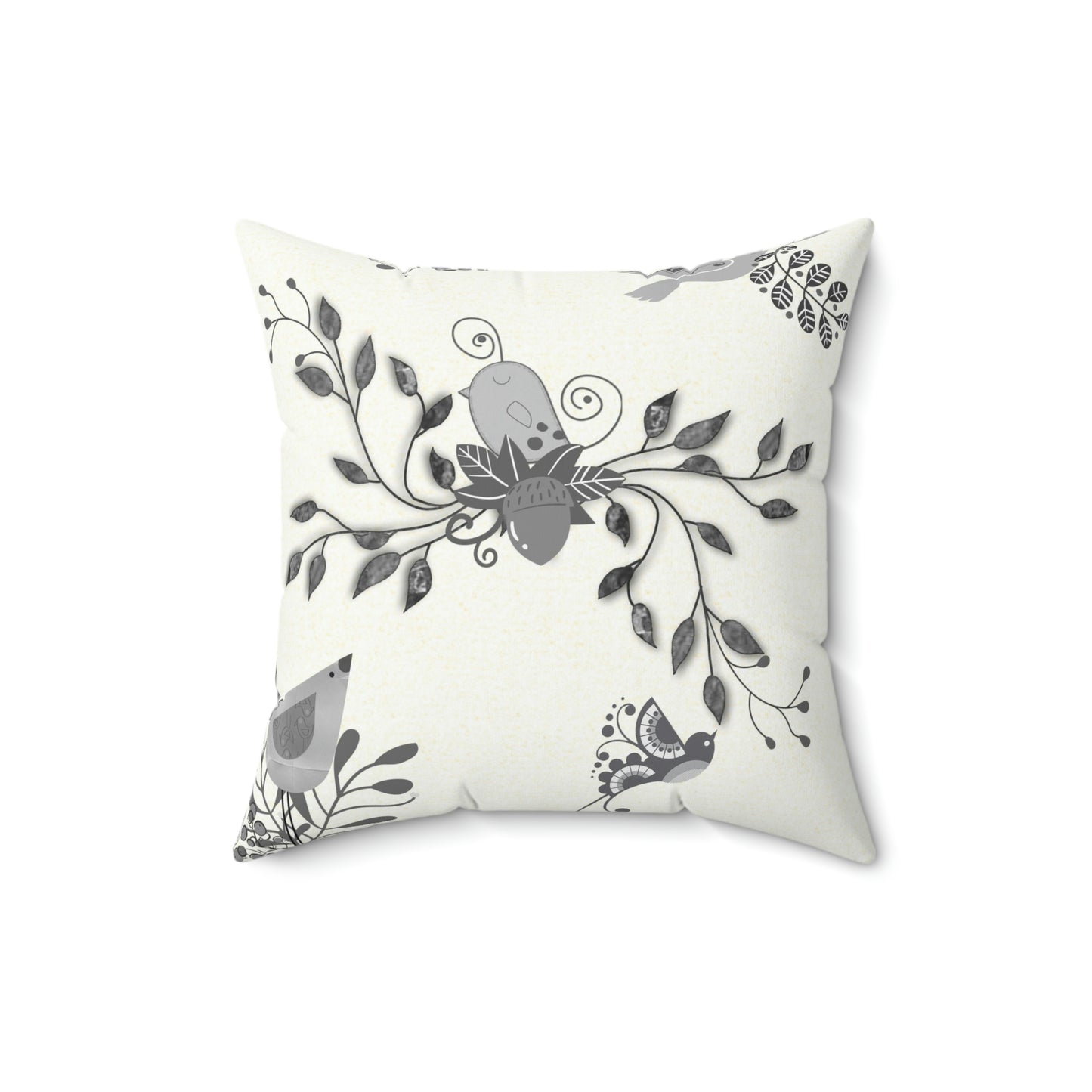 Scandi Birds Faux Suede Square Pillow