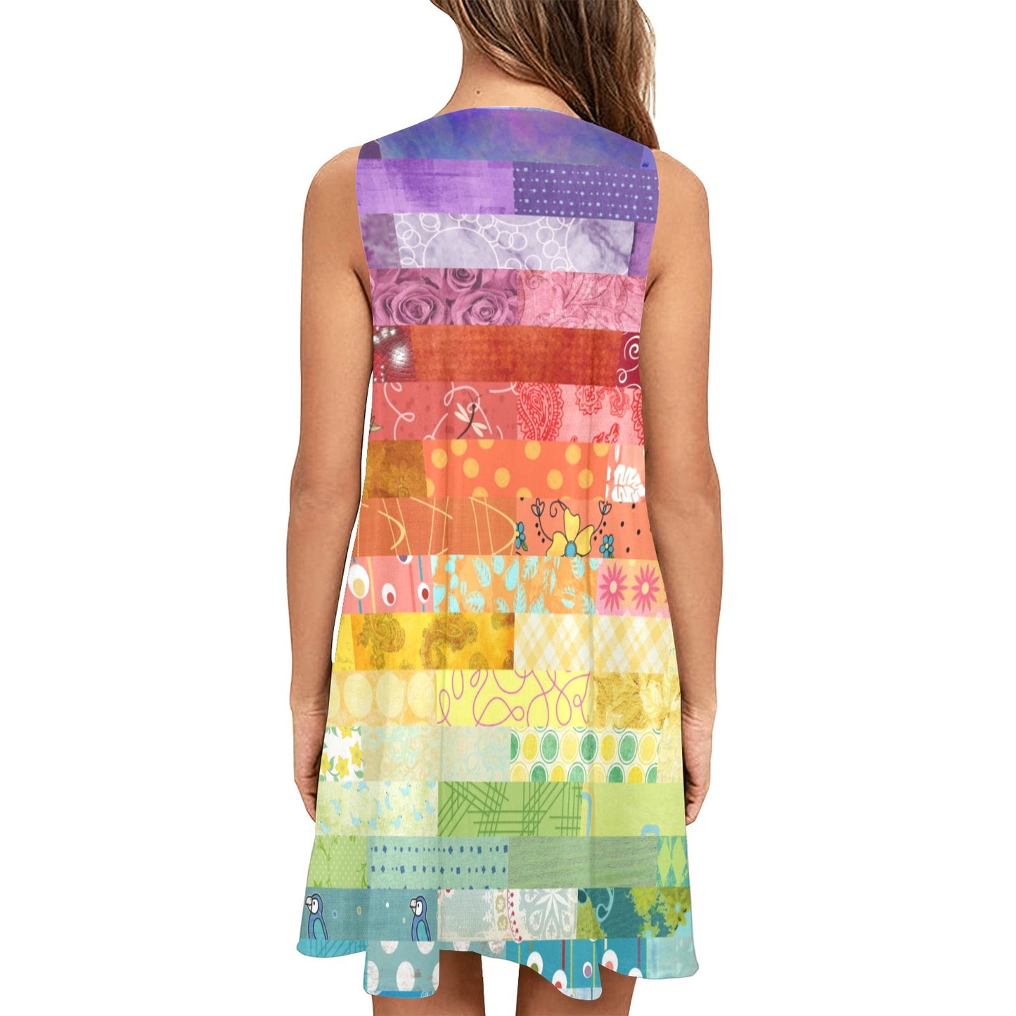 Patchwork Stripe Swing Dress