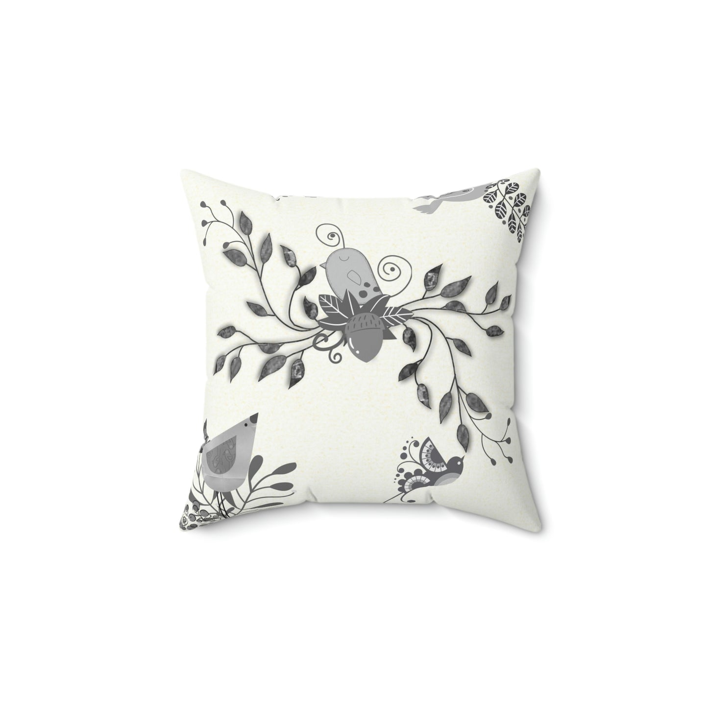 Scandi Birds Faux Suede Square Pillow