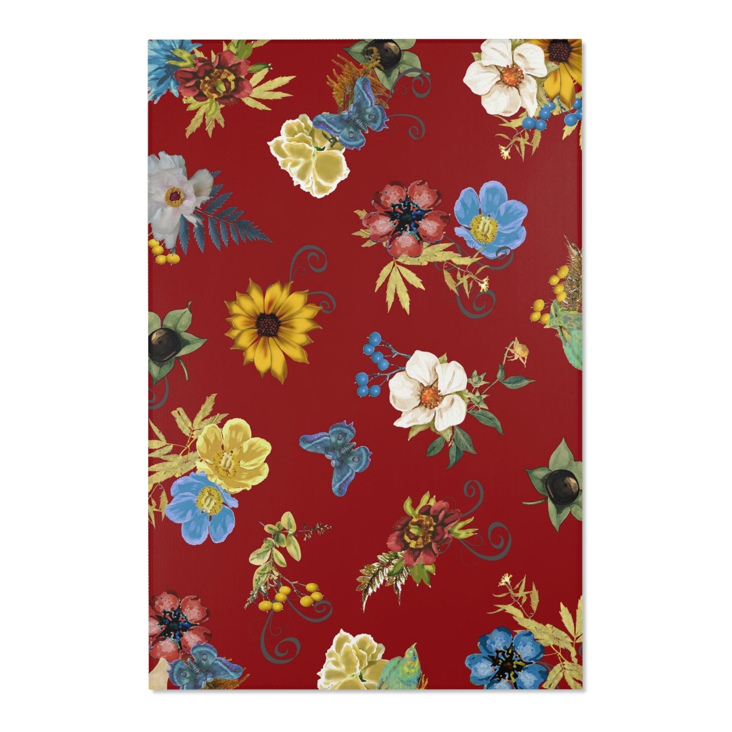 Red Floral Area Rug