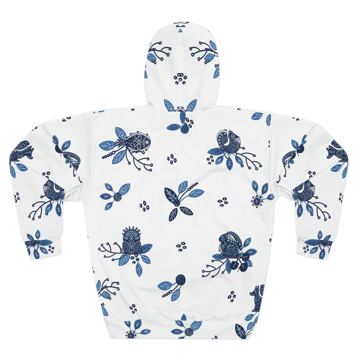 Blue Scandi Folk Pullover Hoodie