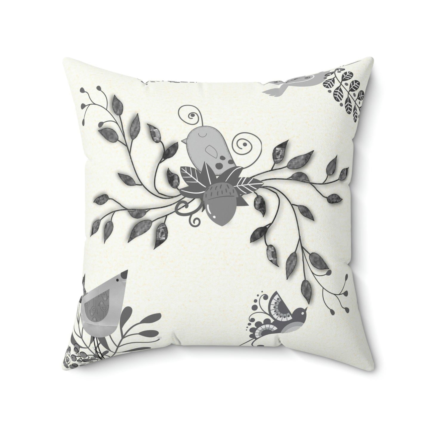 Scandi Birds Faux Suede Square Pillow