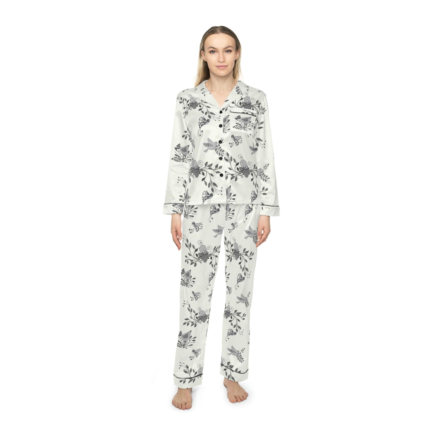 Scandi Birds Satin Pajamas