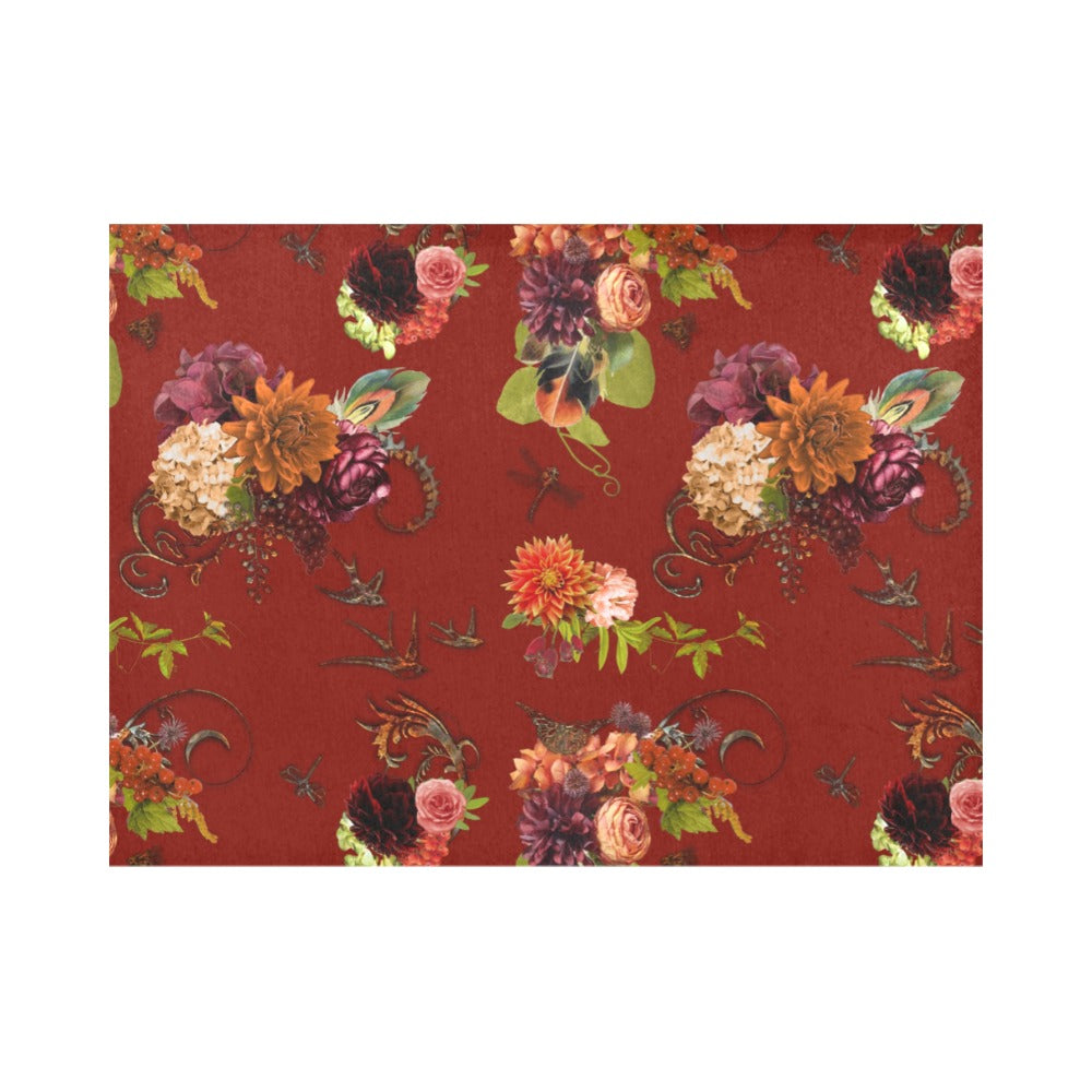 Garnet Floral Placemats  14’’ x 19’’ (Four Pieces)